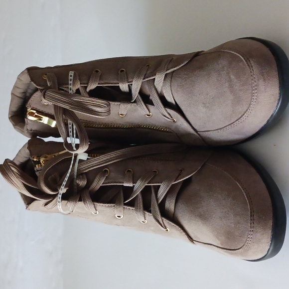 Forever 21 Shoes - FOREVER WEDGE ANKLE BOOTS SIZE 10 TAUPE